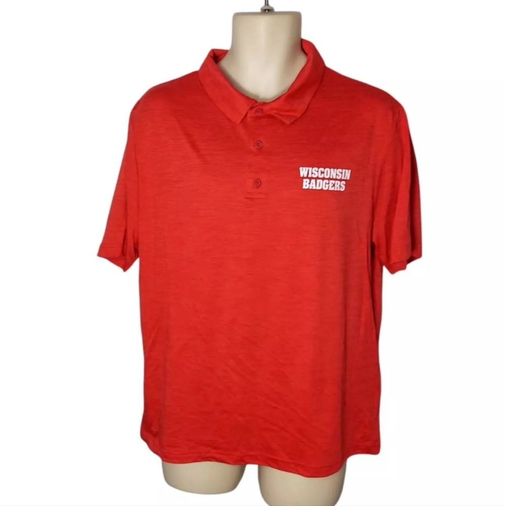 Wisconsin Badgers Polo Shirt Size Large Variegated Red Box Seat Clothing New